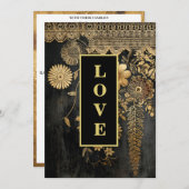 *~ 43 QR RSVP AR26 Gouden kant LIEFDE Luxe bruilof Kaart (Voorkant / Achterkant)