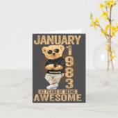 43 Year Old January 1983 Teddy Bear 43rd Birthday  Kaart (Gele Bloem)