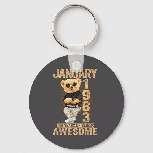 43 Year Old January 1983 Teddy Bear 43rd Birthday  Sleutelhanger (Voorkant)