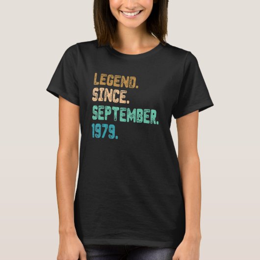 43 Year Old Legend Since September 1979 43rd Birth T-shirt (Voorkant)
