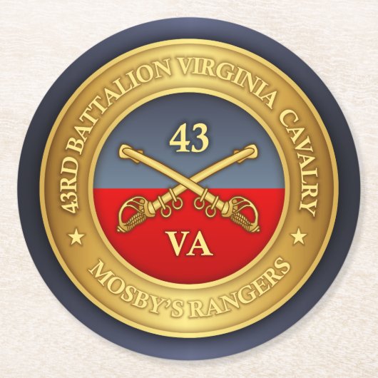 43e bataljon, Virginia Cavalry (Mosby's Rangers) Ronde Kartonnen Onderzetter (Voorkant)