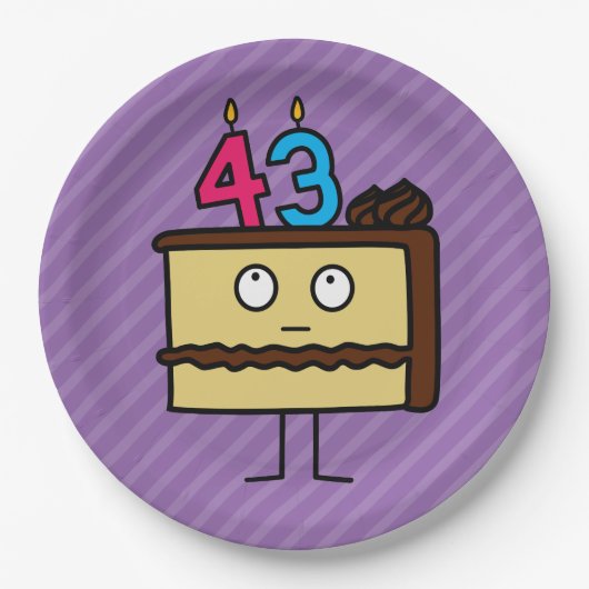 43e Birthday Cake met kaarsen Papieren Bordje (Voorkant)