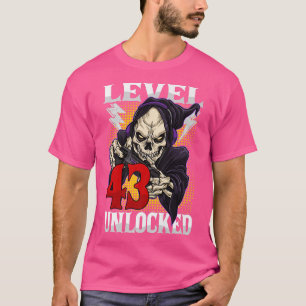 43e 'Birthday Gamer Skeleton'-niveau 43 'Unlocked T-shirt