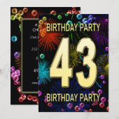 43e 'Birthday Party'-belletjes voor uitnodigingen (Voorkant / Achterkant)