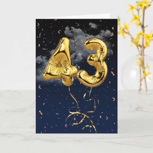 43e Britse goudmijn ballon en Confetti kaart (Gele Bloem)