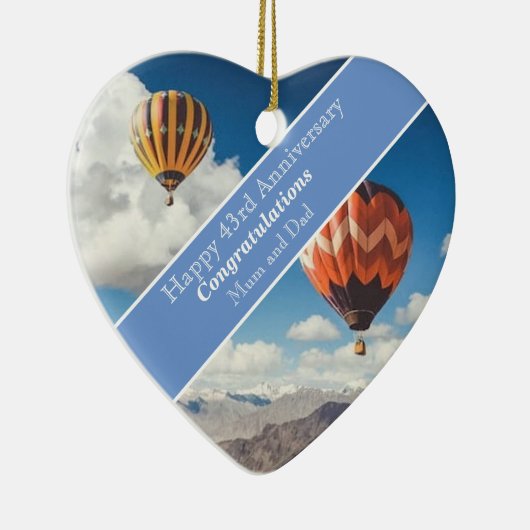 43e bruiloft Jubileum Keramisch Ornament (Rechts)