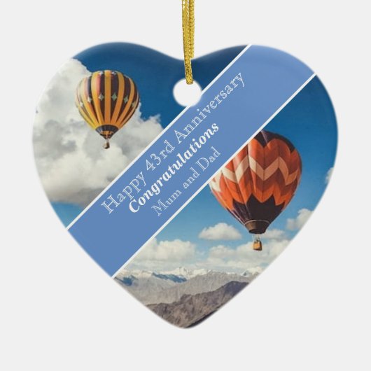 43e bruiloft Jubileum Keramisch Ornament (Voorkant)