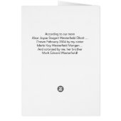 43e gebruik voor feestcake-kaartje voor vakantie (Achterkant)