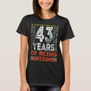 43e Geweldige geboortedag 43 jaar oude retro 5 T-shirt