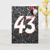 43e jaarballonnen op zwarte Glitter-Kaart Kaart (Gele Bloem)
