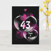 43e Jubileum hartbellen op zwart Kaart (Gele Bloem)