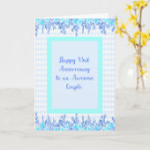 43e Jubileum Kaart in blauw en Blauwgroen (Gele Bloem)