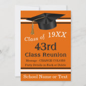 43e klas reünie uitnodigingen, Sinaasappel, zwart Kaart (Voorkant)