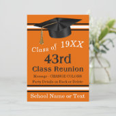 43e klas reünie uitnodigingen, Sinaasappel, zwart Kaart (Staand voorkant)
