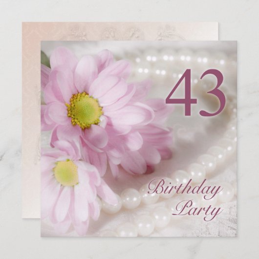 43e uitnodiging van de partij van de Birthday met  (Voorkant / Achterkant)