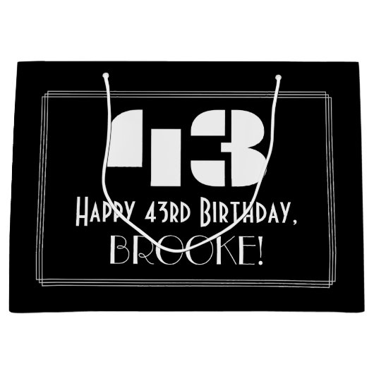 43e verjaardag ~ Art Deco geïnspireerd look "43" + Groot Cadeauzakje (Voorkant)