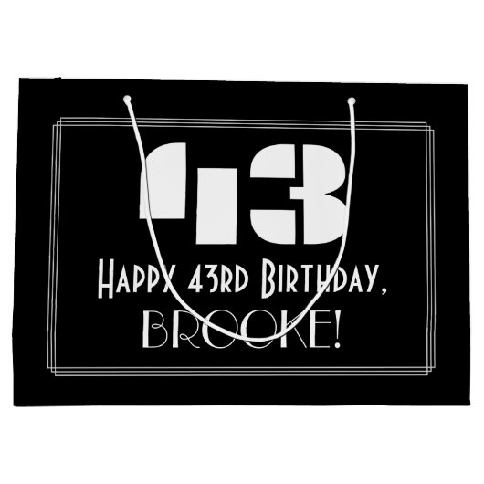43e verjaardag ~ Art Deco geïnspireerd look "43" + Groot Cadeauzakje (Achterkant)