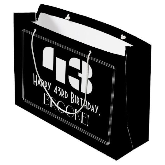 43e verjaardag ~ Art Deco geïnspireerd look "43" + Groot Cadeauzakje (Achterkant Gekanteld)