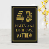 43e verjaardag: Art Deco geïnspireerd look "43" &  Kaart (Gele Bloem)