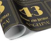 43e verjaardag ~ Art Deco geïnspireerde look "43", Cadeaupapier (Rol Hoek)