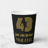 43e verjaardag: Art Deco Geïnspireerde look "43" e Papieren Bekers (Achterkant)