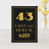 43e verjaardag - Art Deco geïnspireerde look "43"  Kaart (Gele Bloem)