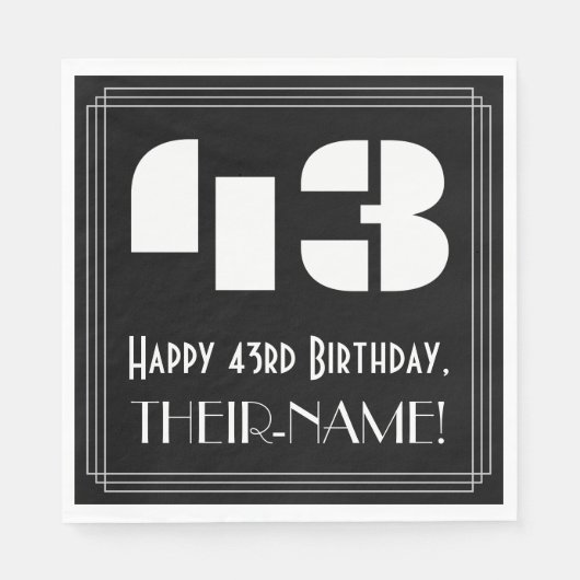 43e verjaardag: Art Deco Geïnspireerde look "43" + Servet (Voorkant)