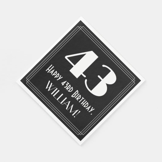 43e verjaardag ~ Art Deco geïnspireerde look "43", Servet (Hoek)