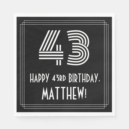 43e verjaardag: Art Deco Geïnspireerde look "43" + Servet (Voorkant)