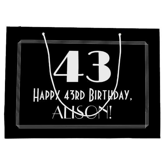 43e verjaardag: Art Deco geïnspireerde stijl "43", Groot Cadeauzakje (Achterkant)