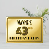 43e verjaardag — Art Deco Style "43" en naam Folie Uitnodiging (Staand Voorkant)
