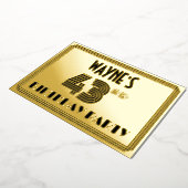 43e verjaardag — Art Deco Style "43" en naam Folie Uitnodiging (Gedraaid)