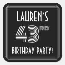 43e verjaardag: Art Deco Style en aangepaste naam