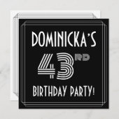 43e verjaardag: Art Deco Style met aangepaste naam Kaart (Voorkant / Achterkant)