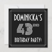 43e verjaardag: Art Deco Style met aangepaste naam Kaart (Voorkant)