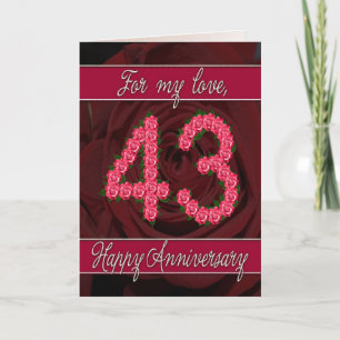 43e verjaardag Card with roses and leaves Kaart