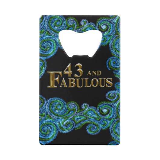 43e verjaardag creditkaart flessenopener (Voorkant)