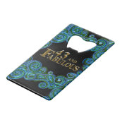 43e verjaardag creditkaart flessenopener (Voorkant Gekanteld)