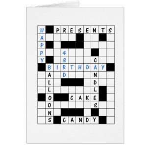 43e verjaardag, Crossword Puzzle Birthday Kaart