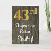 43e verjaardag: Elegant Faux Gold Look #, Faux Woo Kaart (Voorkant)