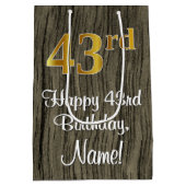 43e verjaardag: Elegant Faux Gold Look #, Faux Woo Medium Cadeauzakje (Achterkant)