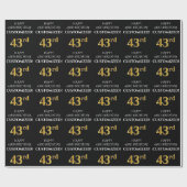 43e verjaardag: Elegant, zwart, Faux Gold look Cadeaupapier (Vlak)