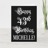 43e verjaardag: Fancy, elegant script + aangepaste Kaart (Voorkant)