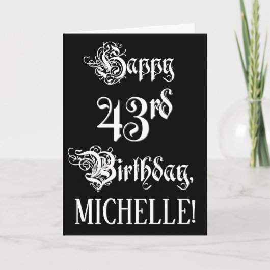 43e verjaardag: Fancy, elegant script + aangepaste Kaart (Voorkant)