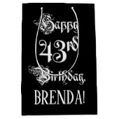 43e verjaardag: Fancy, elegant script + aangepaste Medium Cadeauzakje (Voorkant)
