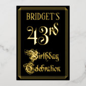 43e verjaardag — Fancy script en aangepaste naam Folie Uitnodiging (Voorkant)