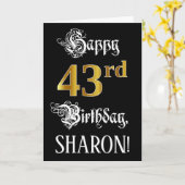 43e verjaardag — Fancy script; Faux Gold Kijk; naa Kaart (Gele Bloem)