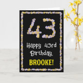 43e verjaardag: Floral Flowers Number, Custom Name Kaart (Gele Bloem)