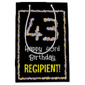 43e verjaardag: Floral Flowers Number, Custom Name Medium Cadeauzakje (Voorkant)