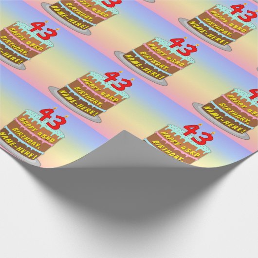 43e verjaardag: Fun Cake and Candles + Custom Name Cadeaupapier (Hoek)